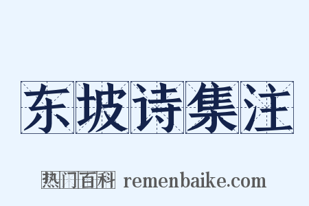 东坡诗集注是什么意思的图片